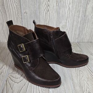 Korks Hanska Monk Strap Leather Ankle Booties Womens Size 8